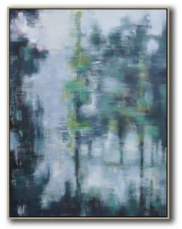 Extra Large Painting,Abstract Landscape Painting,Art Work,White,Purple Grey,Black